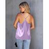 Ekouaer Womens Silk Satin Cami Tank Top 2026 Mesh V-Neck Adjustable Strap Sleeveless Summer Camisole Blouse(Lilac)