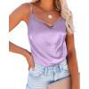 Ekouaer Womens Silk Satin Cami Tank Top 2026 Mesh V-Neck Adjustable Strap Sleeveless Summer Camisole Blouse(Lilac)
