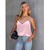 Ekouaer Womens Silk Satin Cami Tank Top 2026 Mesh V-Neck Adjustable Strap Sleeveless Summer Camisole Blouse(Pink)