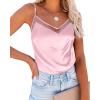 Ekouaer Womens Silk Satin Cami Tank Top 2026 Mesh V-Neck Adjustable Strap Sleeveless Summer Camisole Blouse(Pink)