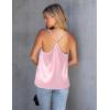 Ekouaer Womens Silk Satin Cami Tank Top 2026 Mesh V-Neck Adjustable Strap Sleeveless Summer Camisole Blouse(Pink)