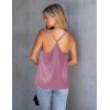 Ekouaer Womens Silk Satin Cami Tank Top 2026 Mesh V-Neck Adjustable Strap Sleeveless Summer Camisole Blouse(Pink Purple)