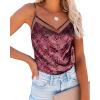 Ekouaer Womens Silk Satin Cami Tank Top 2026 Mesh V-Neck Adjustable Strap Sleeveless Summer Camisole Blouse(Pink/Black Leopard)