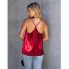 Ekouaer Womens Silk Satin Cami Tank Top 2026 Mesh V-Neck Adjustable Strap Sleeveless Summer Camisole Blouse(Red)