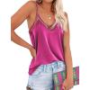 Ekouaer Womens Silk Satin Cami Tank Top 2026 Mesh V-Neck Adjustable Strap Sleeveless Summer Camisole Blouse(Rose Red)