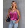 Ekouaer Womens Silk Satin Cami Tank Top 2026 Mesh V-Neck Adjustable Strap Sleeveless Summer Camisole Blouse(Rose Red)