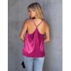 Ekouaer Womens Silk Satin Cami Tank Top 2026 Mesh V-Neck Adjustable Strap Sleeveless Summer Camisole Blouse(Rose Red)