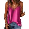 Ekouaer Womens Silk Satin Cami Tank Top 2026 Mesh V-Neck Adjustable Strap Sleeveless Summer Camisole Blouse(Rose Red)