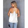 Ekouaer Womens Silk Satin Cami Tank Top 2026 Mesh V-Neck Adjustable Strap Sleeveless Summer Camisole Blouse(White)