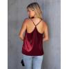 Ekouaer Womens Silk Satin Cami Tank Top 2026 Mesh V-Neck Adjustable Strap Sleeveless Summer Camisole Blouse(Wine Red)