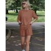 Ekouaer Women’s Two Piece Lounge Set Oversized Boxy T-shirt Casual Short Sets Summer Travel Matching Set 2026 Fashion(Brown)