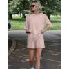 Ekouaer Women’s Two Piece Lounge Set Oversized Boxy T-shirt Casual Short Sets Summer Travel Matching Set 2026 Fashion(Champagne)