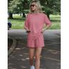 Ekouaer Women’s Two Piece Lounge Set Oversized Boxy T-shirt Casual Short Sets Summer Travel Matching Set 2026 Fashion(Dark Pink)