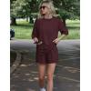 Ekouaer Women’s Two Piece Lounge Set Oversized Boxy T-shirt Casual Short Sets Summer Travel Matching Set 2026 Fashion(Dark Red)