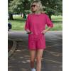 Ekouaer Women’s Two Piece Lounge Set Oversized Boxy T-shirt Casual Short Sets Summer Travel Matching Set 2026 Fashion(Hot Pink)