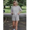 Ekouaer Women’s Two Piece Lounge Set Oversized Boxy T-shirt Casual Short Sets Summer Travel Matching Set 2026 Fashion(Light Gray)