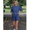 Ekouaer Women’s Two Piece Lounge Set Oversized Boxy T-shirt Casual Short Sets Summer Travel Matching Set 2026 Fashion(Navy Blue)