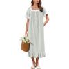 Ekouaer Cotton Nightgowns for Women Vintage Victorian Nightgown Short Sleeve Lace Night Gown Long Nightdress Soft Nightshirt(Light Green)