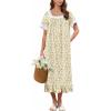 Ekouaer Cotton Nightgowns for Women Vintage Victorian Nightgown Short Sleeve Lace Night Gown Long Nightdress Soft Nightshirt(Light Yellow Flowers)