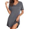 Ekouaer Nightgowns for Women Bamboo Viscose Sleep Shirts Short Sleeve Night Shirts Casual Sleep Dress Soft Sleepwear(Dark Grey)