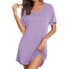 Ekouaer Nightgowns for Women Bamboo Viscose Sleep Shirts Short Sleeve Night Shirts Casual Sleep Dress Soft Sleepwear(Light Purple)