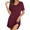 Ekouaer Nightgowns for Women Bamboo Viscose Sleep Shirts Short Sleeve Night Shirts Casual Sleep Dress Soft Sleepwear(Red)