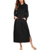 Ekouaer Nightgowns for Women Fleece Nightgown Long Sleeve Sleepwear Hooded Night Gown Long Sleep Shirt with Pocket(Black 2)