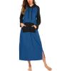 Ekouaer Nightgowns for Women Fleece Nightgown Long Sleeve Sleepwear Hooded Night Gown Long Sleep Shirt with Pocket(Navy)