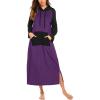 Ekouaer Nightgowns for Women Fleece Nightgown Long Sleeve Sleepwear Hooded Night Gown Long Sleep Shirt with Pocket(Purple)