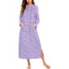 Ekouaer Nightgowns for Women Fleece Nightgown Long Sleeve Sleepwear Hooded Night Gown Long Sleep Shirt with Pocket(Purple Flower)