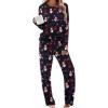 Ekouaer Pajama Set Womens Long Sleeve Sleepwear Pullover Top and Pants Cozy Loungewear Soft Pjs Lounge Set with Pockets S-XXL(Christmas Black)