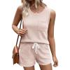 Ekouaer Two Piece Summer Outfits 2 Piece Sets Cruise Lounge Set Sleeveless Tank & Shorts Pajama Set with Pockets(Champagne)