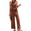 Ekouaer Womens Pajamas 2 Piece Lounge Set Waffle Knit Loungewear Sleeveless Tank Top with Long Pants Outfits S-XXL(Brown)