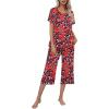 Navy With Red Flower