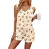Ekouaer Womens Pajamas Sets Soft Comfy Sleeveless Sleepwear Tank and Shorts Pj Set Summer 2 Piece Loungewear(Beige Butterfly)