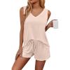 Ekouaer Womens Pajamas Sets Soft Comfy Sleeveless Sleepwear Tank and Shorts Pj Set Summer 2 Piece Loungewear(Champagne)