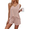 Ekouaer Womens Pajamas Sets Soft Comfy Sleeveless Sleepwear Tank and Shorts Pj Set Summer 2 Piece Loungewear(Dusty Pink)