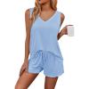 Ekouaer Womens Pajamas Sets Soft Comfy Sleeveless Sleepwear Tank and Shorts Pj Set Summer 2 Piece Loungewear(Light Blue)