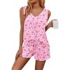 Ekouaer Womens Pajamas Sets Soft Comfy Sleeveless Sleepwear Tank and Shorts Pj Set Summer 2 Piece Loungewear(Pink Cat Paw)