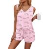 Ekouaer Womens Pajamas Sets Soft Comfy Sleeveless Sleepwear Tank and Shorts Pj Set Summer 2 Piece Loungewear(Pink Love)