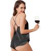 Ekouaer Womens Satin Pajama Set, Backless Cami Top and Shorts Soft Sleepwear for Lounging or Sleepwear(Black Leopard)