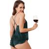 Ekouaer Womens Satin Pajama Set, Backless Cami Top and Shorts Soft Sleepwear for Lounging or Sleepwear(Lake Blue Leopard)