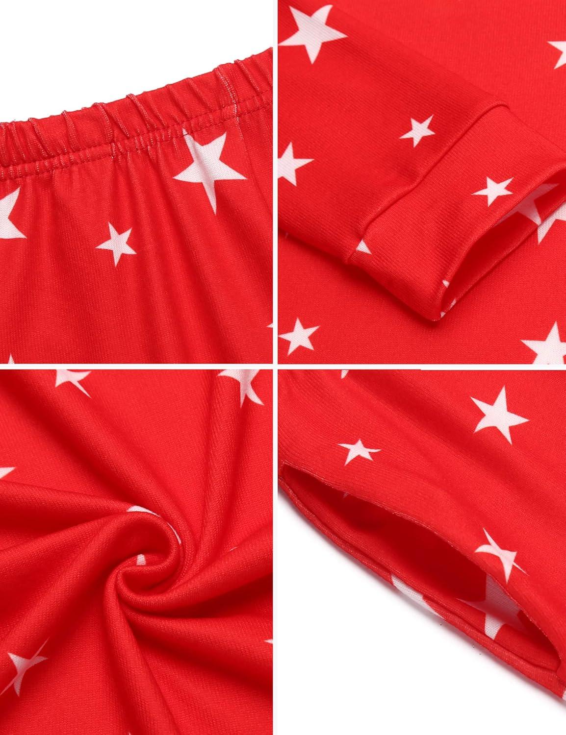 imageEkouaer Womens Jogger Pajama Sets Long Sleeve Sleepwear Round Neck Nightwear Soft Pjs Lounge Sets with PocketsRed White Star