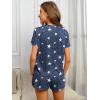 Ekouaer 2 Pack Pajamas Short Sleeve Top with Shorts Sets Comfy Pjs Lounge Sets Sleepwear for Women(Star/Cat)
