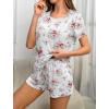 Ekouaer 2 Pack Pajamas Short Sleeve Top with Shorts Sets Comfy Pjs Lounge Sets Sleepwear for Women(Tie Dye/White Floral)