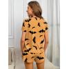 Ekouaer 2 Pack Pajamas Short Sleeve Top with Shorts Sets Comfy Pjs Lounge Sets Sleepwear for Women(Yellow Bat/Skull)