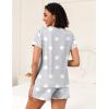 Ekouaer 2 Pack Womens Pajama Sets Lightweight Summer Pajamas Short Sleeve Pj Top with Shorts, Chest Pocket(Black/Light Gary Stars)