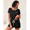 Ekouaer 2 Pack Womens Pajama Sets Lightweight Summer Pajamas Short Sleeve Pj Top with Shorts, Chest Pocket(Black/Light Gary Stars)