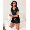 Ekouaer 2 Pack Womens Pajama Sets Lightweight Summer Pajamas Short Sleeve Pj Top with Shorts, Chest Pocket(Black/White Leopard)