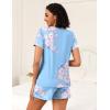 Ekouaer 2 Pack Womens Pajama Sets Lightweight Summer Pajamas Short Sleeve Pj Top with Shorts, Chest Pocket(Blue Flower/Light Blue Flower)